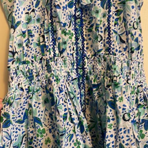 Poupette St. Barth NWT  Blue Carine Smocked Mini Dress Size Small