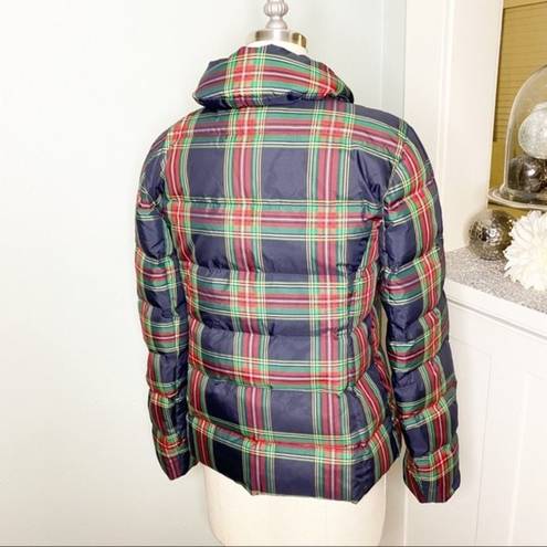 Talbots  Plaid Tartan Ruffled Down Winter Coat XS Red Blue Green