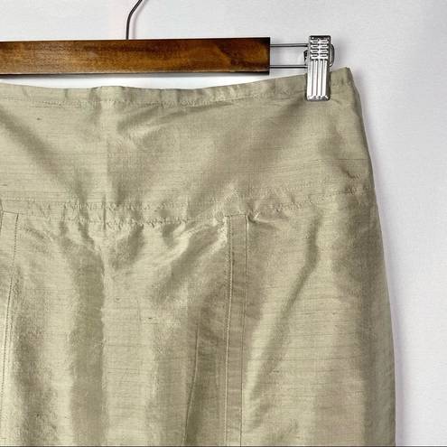 Magaschoni  Tan Satin Knee Length Office Pencil Skirt 8