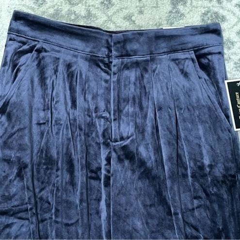 Juicy Couture NWT  Black Label Regal Blue Velour Cropped Wide Leg Pants Size M