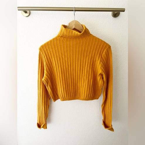 Lovers + Friends  Mustard Yellow Turtleneck Crop Sweater Size M