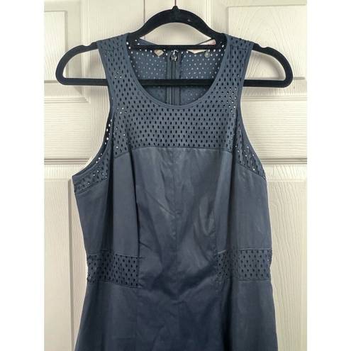 Rebecca Taylor  DRESS NAVY FIT & FLARE LAZER CUTOUT LINED SZ 4 EUC CLEAN CRISP