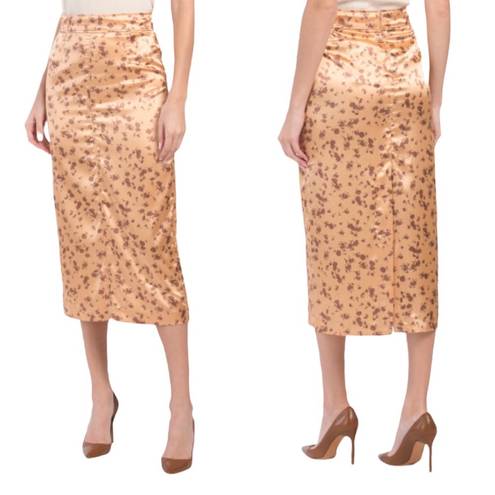 ZARA NWT  Printed Midi Skirt Floral Satin Silky Medium