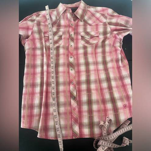 Ariat  L Pink Cowgirl Western Rodeo Flannel Button Down