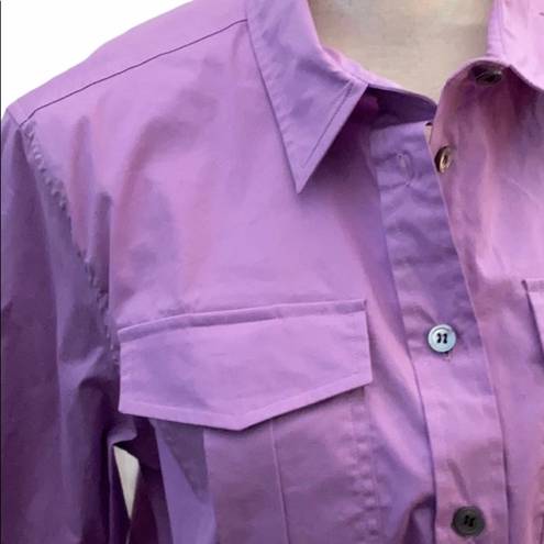 DKNY  size 14 cotton purple button down shirt.