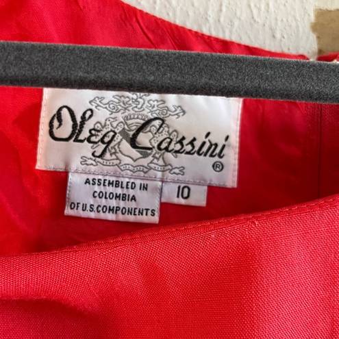 Oleg Cassini Vintage  Dress Bright Coral Sleeveless Drop Waist Pleated Sz 10 EUC