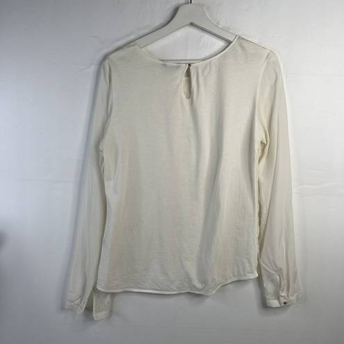 Massimo Dutti  Size L Blouse Top Silk Front Jersey Back Shirt Long Sleeve Women's