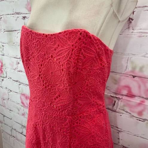 Lilly Pulitzer  Women's Strapless Vicki Island Lace Dress In Coral Size 8