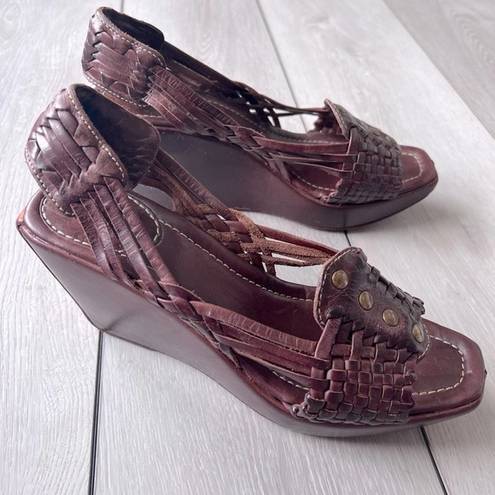 Frye  Lola Huarache Leather Wedge Sandals Size 9