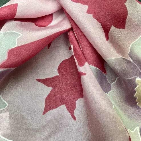 Oscar de la Renta Vintage  Pink Floral Silk Scarf