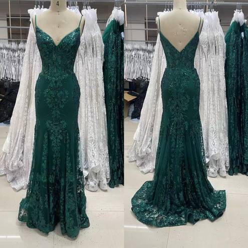 Jovani Emerald Green Sequin Corset Mermaid Prom Dress