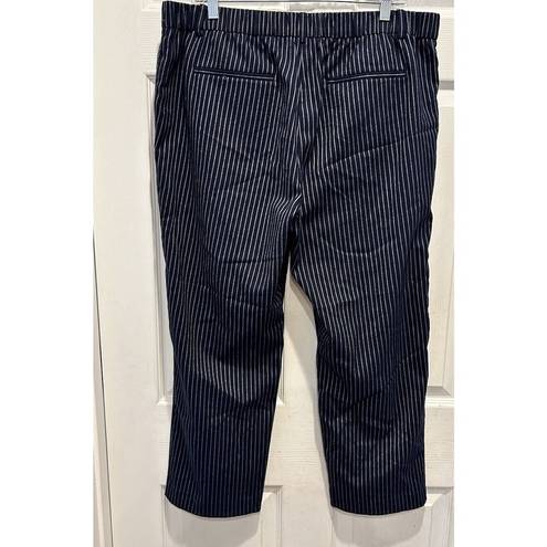 The Loft  Outlet Original Straight Blue White Striped Elastic Waist Pants Size 14