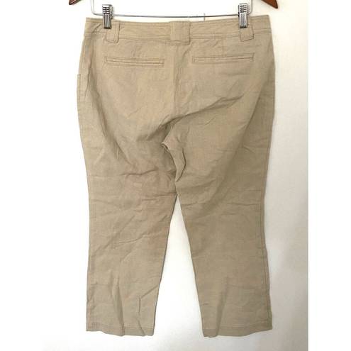 Krass&co NY &  Linen Cotton Blend Crop Straight Leg Khaki Pants Sz 4