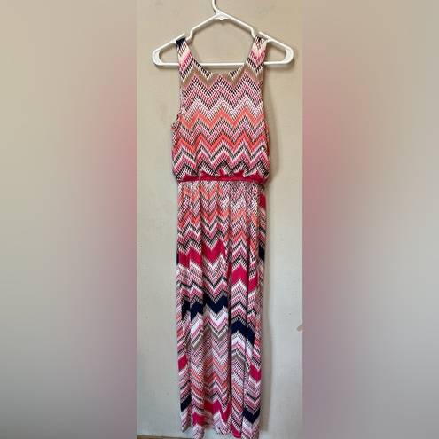 Three Pink Hearts  Trixxie Women’s Pink Striped Boho Maxi Dress Stretch Small