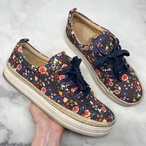 Jack Rogers Mia Platform Floral Espadrille Sneaker Shoes Lace Up Boho Retro 70s