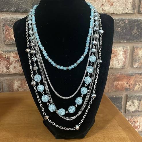 Krass&co NY &  Light Blue and silver 5 strand necklace