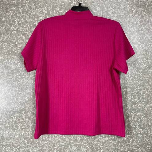 Joanna Plus Womens Vintage Pink Ribbed Short Sleeve Turtleneck Sweater