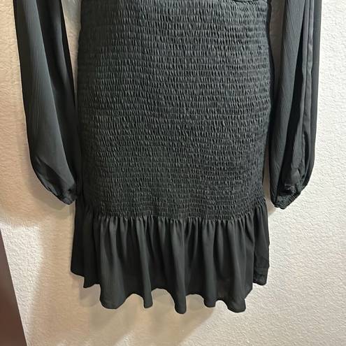 Habit #211 , long sleeve black ruffle dress size large