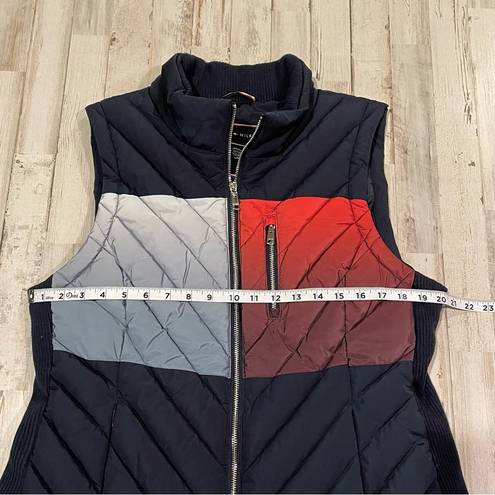 Tommy Hilfiger Women's Puffer Vest Ombre Quilted Blue Red Gray Size Large Zip