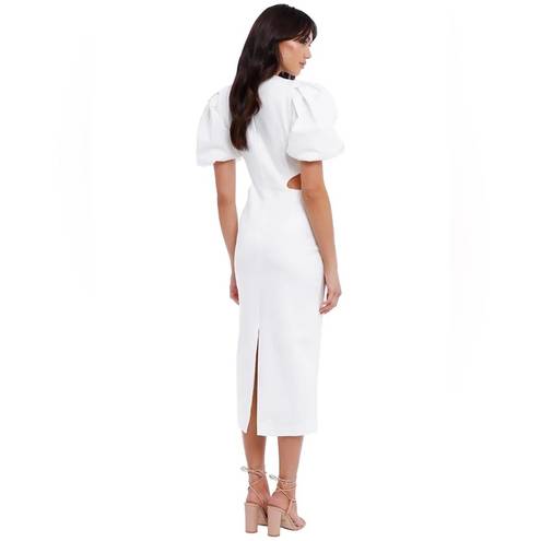 Elliatt Elliat Suffage White Short Puff Sleeves Midi Dress Women’s Size Medium