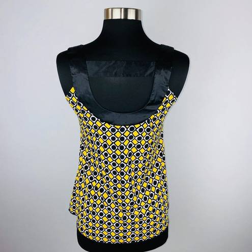 A Byer  Womens Medium M Sleeveless Abstract Geometric Satiny Sleeveless Top