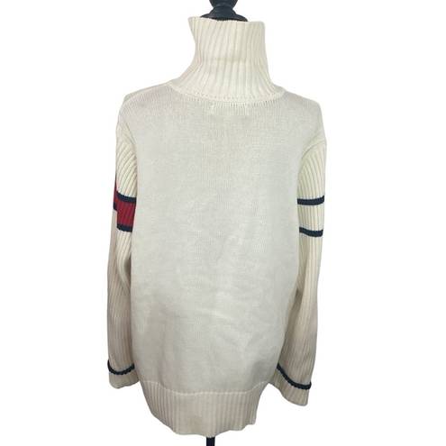 Tommy Hilfiger  vintage zip up chunky knit cardigan sweater varsity stripe sz 2X