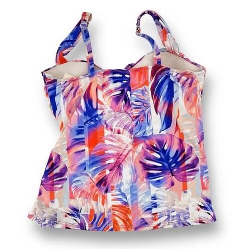 Gottex  Profile Ruched Tropical Floral Underwire Tankini Swimsuit Top Size 40D