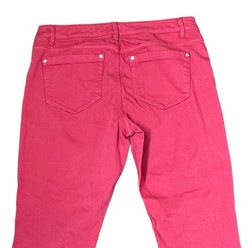 J.Jill  Crop Jeans Size 6 Authentic Fit Red Cotton Stretch Blend Womens 30X24