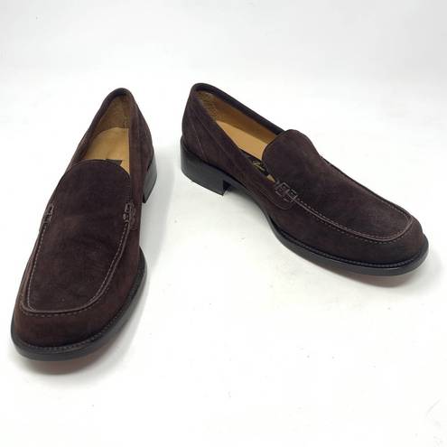 Loro Piana  Brown Suede Square Toe Moccasin Leather Loafer Size 37.5 / US 7