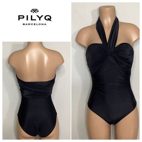 PilyQ New.  black bandeau multi-way swimsuit with tummy control