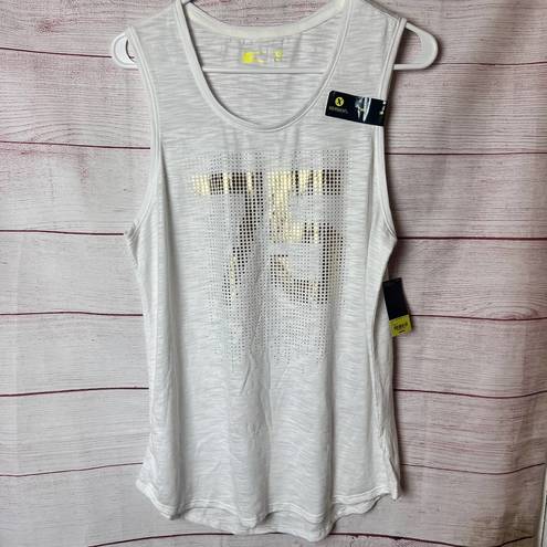 Xersion  Women's White Sleeveless with Gold Details Athletic Workout Tank Sz M