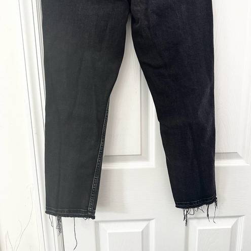 Gap  Denim Washed Black Vintage High Rise Slim Jeans Open Raw Ankle Hem 28 Short