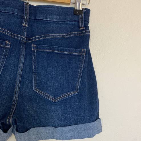 No Bo  High Rise Dark Wash Rolled Hem Stretch Denim Jean Shorts Size 7