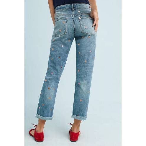 Pilcro and the Letterpress Pilcro Polka Dot Mid-Rise Boyfriend Cropped  Hyphen distressed Jeans Sz 31