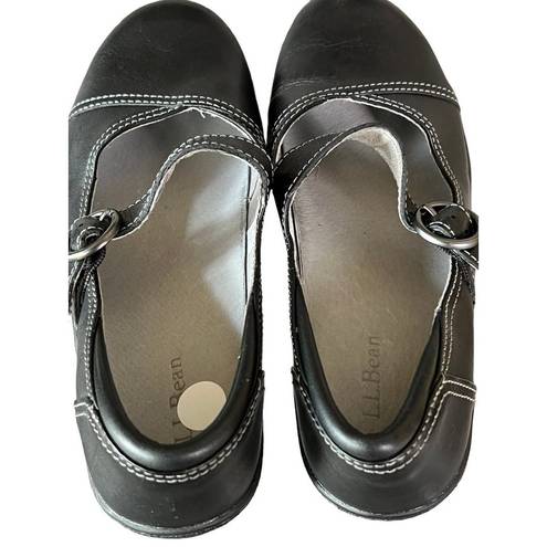 L.L.Bean  Womens Mary Jane Comfort Shoes 6W Black Leather Classic Buckle Strap