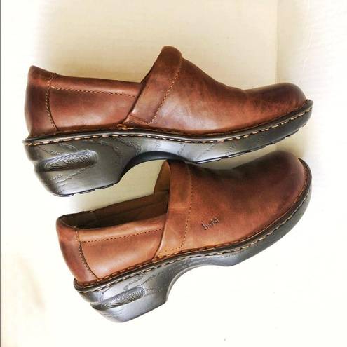 Born concept B.O.C.  Peggy Clogs Brown Leather Sz 9