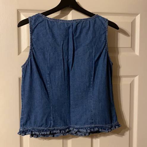 Krass&co 90s NY& sleeveless button down denim ruffle top