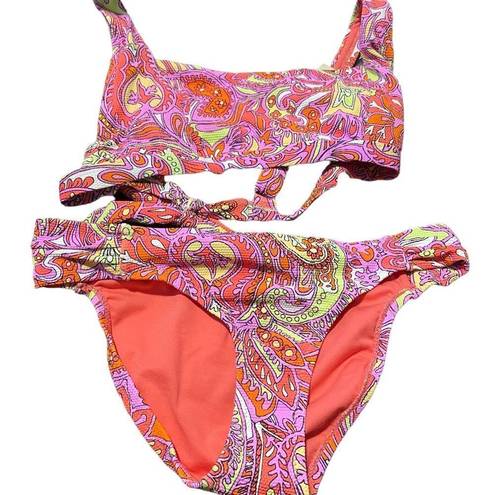 Jessica Simpson NEW  Flower Printed Retro Hipster Bikini Small / S Swimsuit 2 Pc