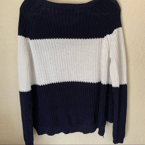 PaperMoon  Navy & White Chunky Oversized Sweater