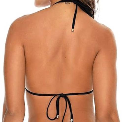 Relleciga  Women’s Tassel Bandeau Black Bikini Top 
Size S‎