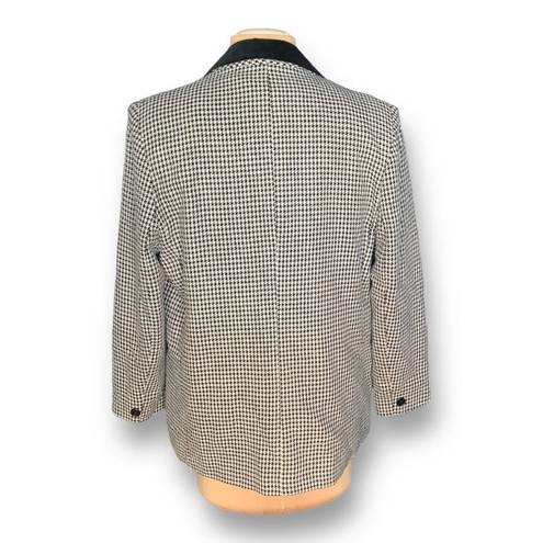 Houndstooth Vintage Dumas Jacket Black White  Velvet Collar Blazer Boxy Oversized