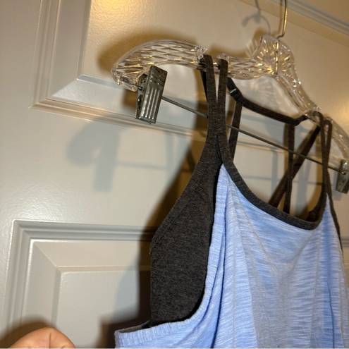Xersion  Blue/Grey Built In Bra Fitted Active Tank size M