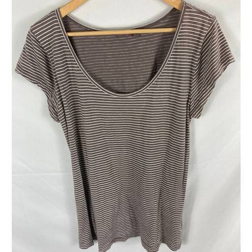 Fresh Produce  Brown White Stripe Tshirt Size Large