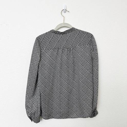 Joie [] Black White Houndstooth Split Neck Button Down Shirt Casual Size Small S