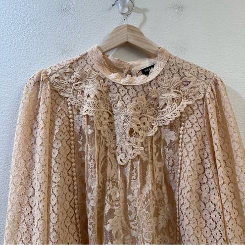 Torrid Mixed Lace High Neck Romantic Top Beige Size 1X