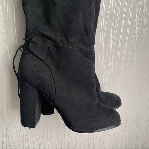 mix no. 6  Praha Black Over the Knee Heeled Boot Size 11