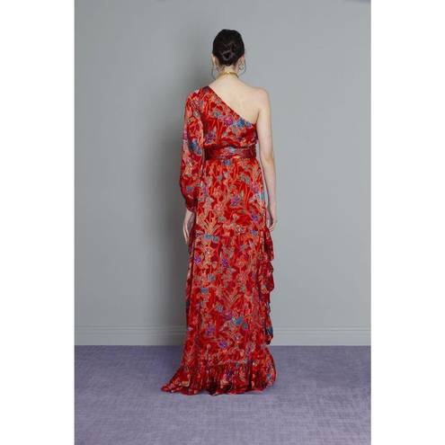 Alexis Marseille Asymmetrical Hi-Low Floral Dress/Gown Red Floral Size Small