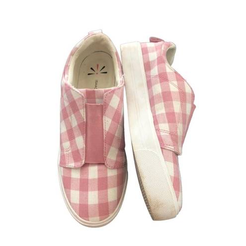 Isaac Mizrahi  Live! Pink White Check  Gingham Slip On Canvas Sneaker Size 8.5M