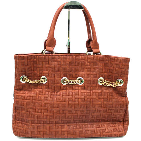 Big Buddha  Top Handle Tote Bag Basketweave Texture Brown Boho Tassel Travel