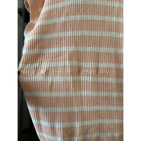 Emporio Armani  Striped Button Front Cardigan Sweater Vest Peach Womens Size Smal